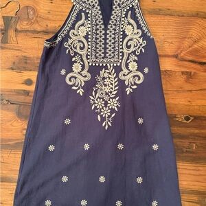 THML Navy Blue Embroidered Dress